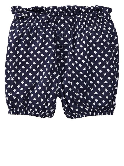 1 of 8 showing, with the color navy print of product Ruffle-trim bubble shorts