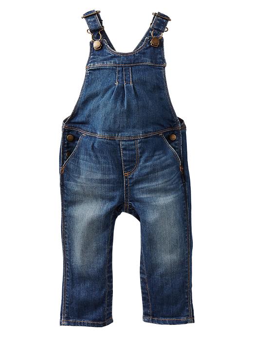 1 of 8 showing, with the color medium denim of product Denim overalls