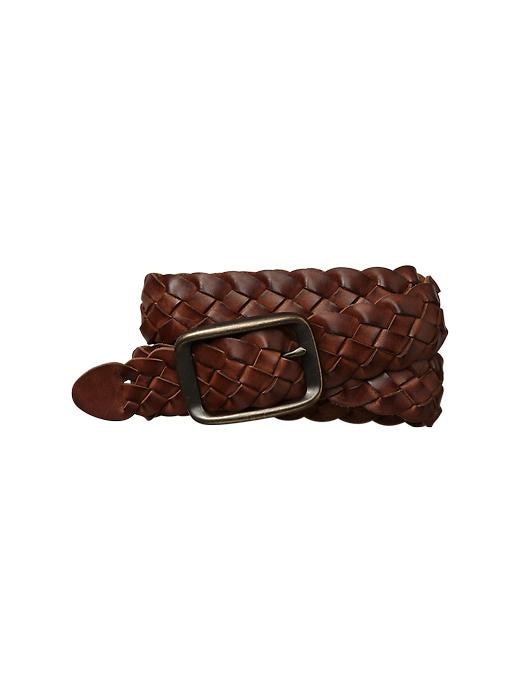 1 of 8 showing, with the color brown of product Braided leather centerbar belt