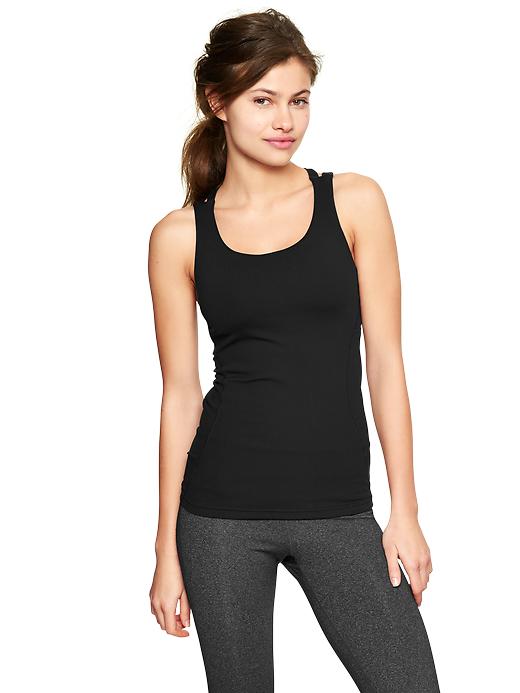 1 of 8 showing, with the color true black of product GapFit multi-strap racer tank