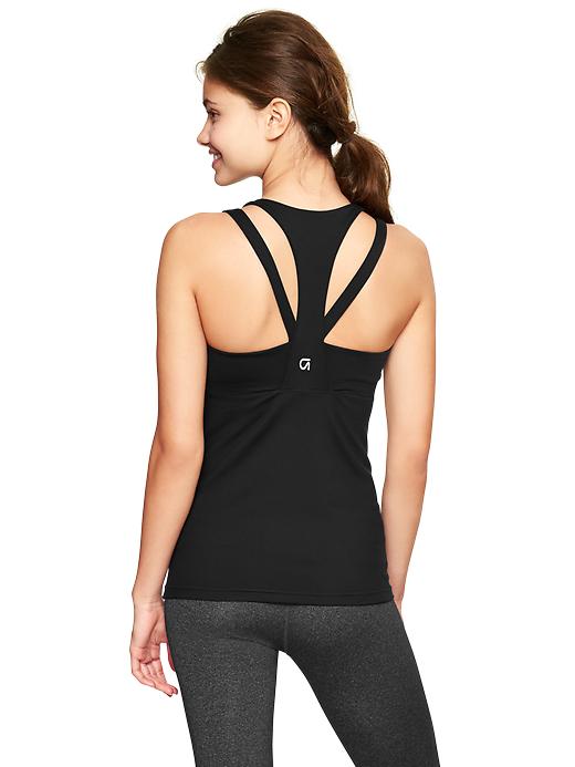 2 of 8 showing, with the color true black of product GapFit multi-strap racer tank