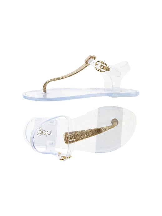 1 of 8 showing, with the color metallic gold of product T-strap glitter jelly sandals
