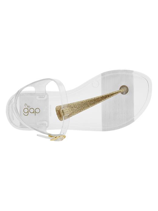 2 of 8 showing, with the color metallic gold of product T-strap glitter jelly sandals