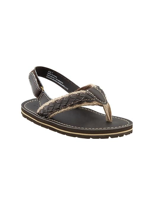 1 of 8 showing, with the color brown of product Braided ankle-strap flip flops