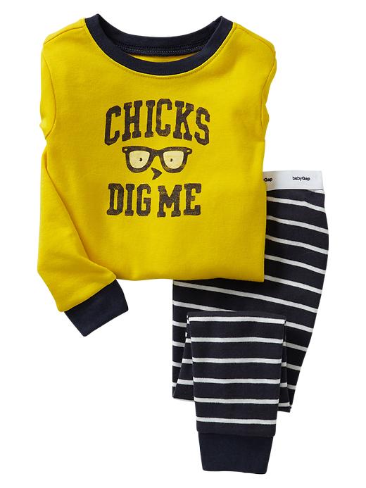 1 of 8 showing, with the color raft yellow of product Chick graphic PJ sleep set