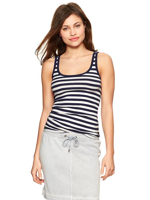 1 of 8 showing, with the color navy stripe of product Essential stripe rib tank