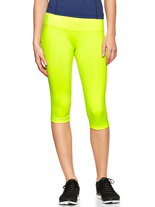 1 of 8 showing, with the color active yellow of product GapFit gFast cropped capris