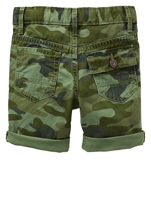 2 of 8 showing, with the color loden of product Camo flat front shorts