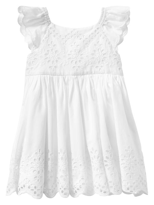 1 of 8 showing, with the color white of product Eyelet flutter dress