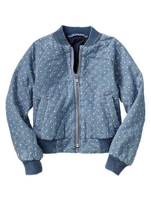 1 of 8 showing, with the color denim of product Polka dot quilted denim jacket