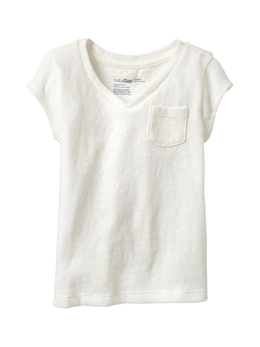 1 of 8 showing, with the color off white of product V-neck slub pocket tee