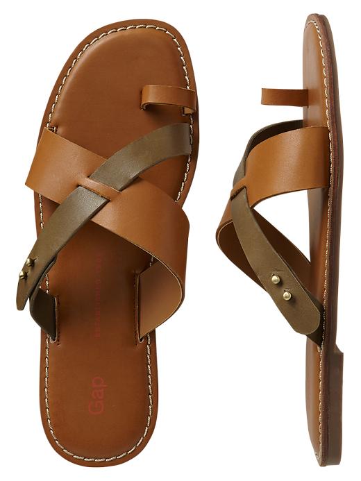1 of 8 showing, with the color tortoise of product Colorblock thong sandals