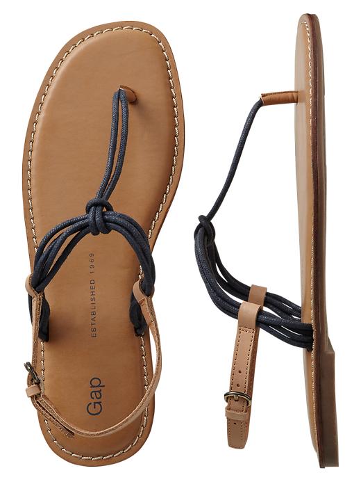 View large product image 1 of 1. Rope T-strap sandals