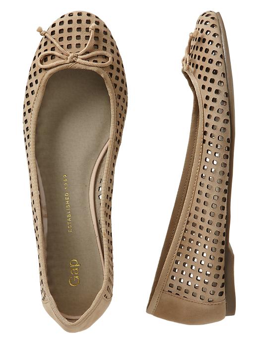 View large product image 1 of 1. Perforated suede ballet flats