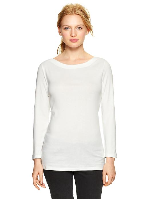 1 of 8 showing, with the color off white of product Supersoft boatneck tee