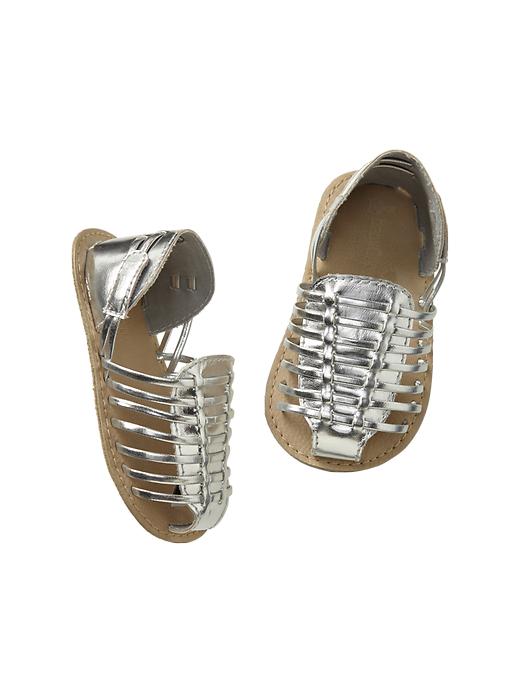 1 of 8 showing, with the color silver metallic of product Metallic huarache sandals