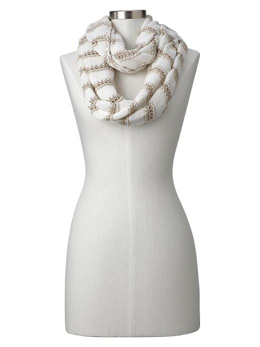 1 of 8 showing, with the color off white of product Metallic stripe cowl scarf