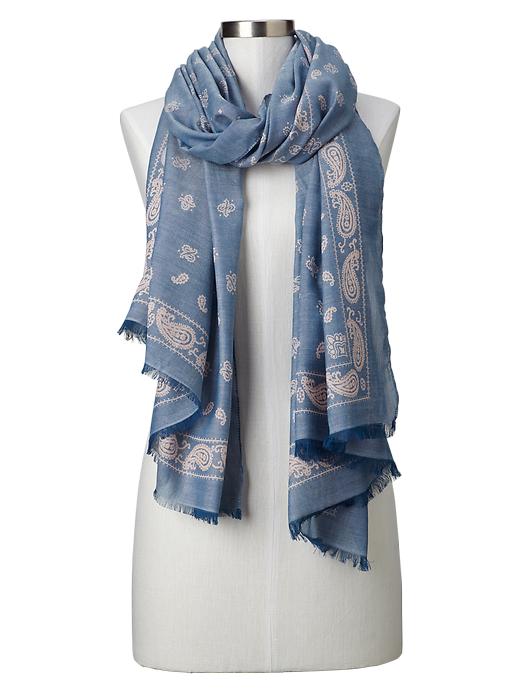 1 of 8 showing, with the color blue chambray of product Bandana chambray scarf