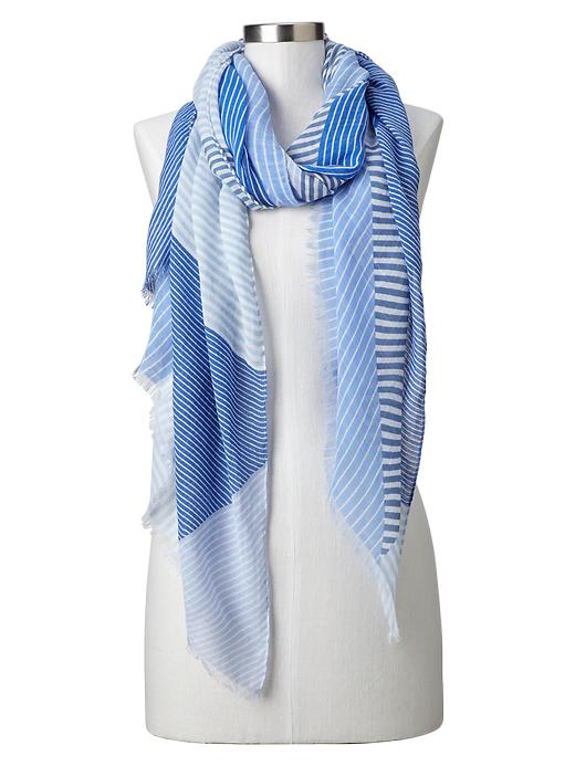 1 of 8 showing, with the color wind blue of product Patchwork stripe scarf
