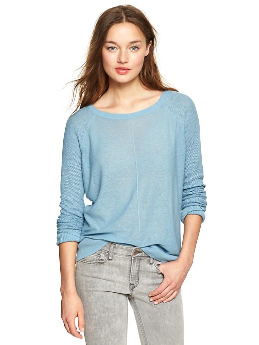 1 of 8 showing, with the color brook blue of product Contrast-sleeve sweater