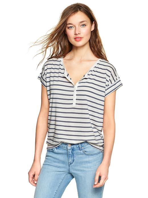 View large product image 1 of 1. Stripe drapey henley