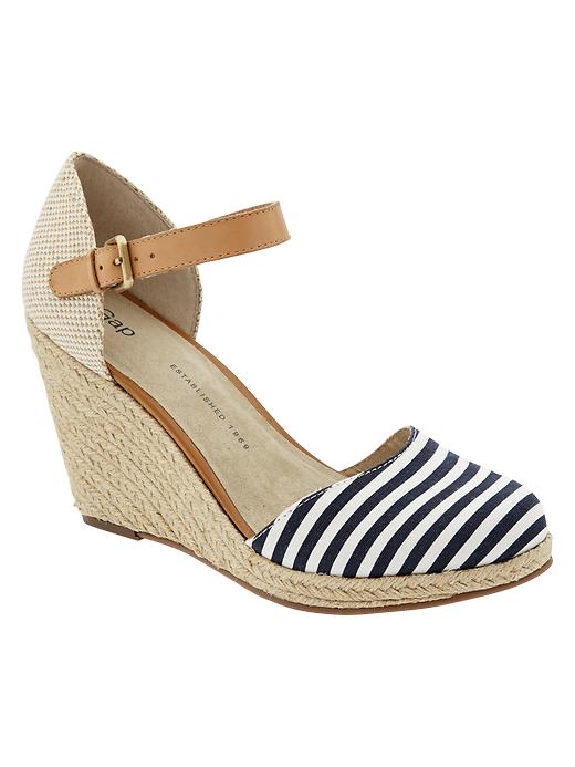 View large product image 1 of 2. Stripe espadrille wedges
