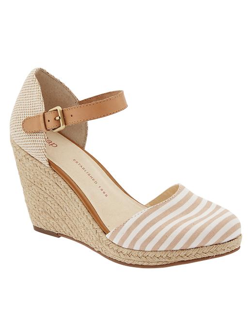 View large product image 1 of 1. Stripe espadrille wedges