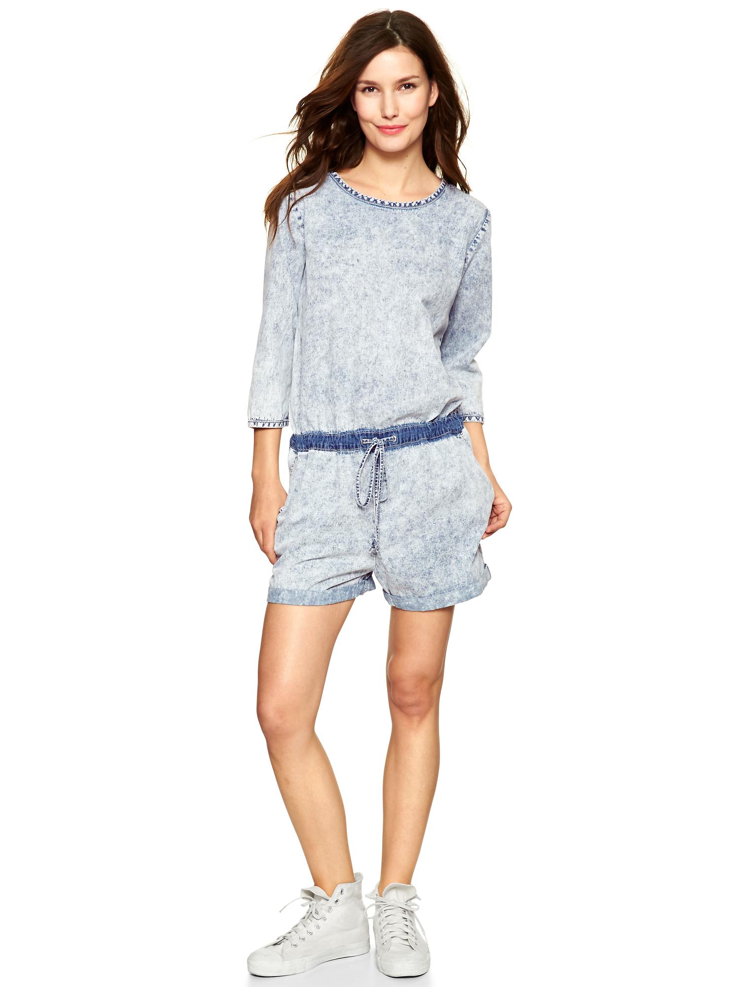 Женские комбинезоны Gap 1969 marble wash denim romper