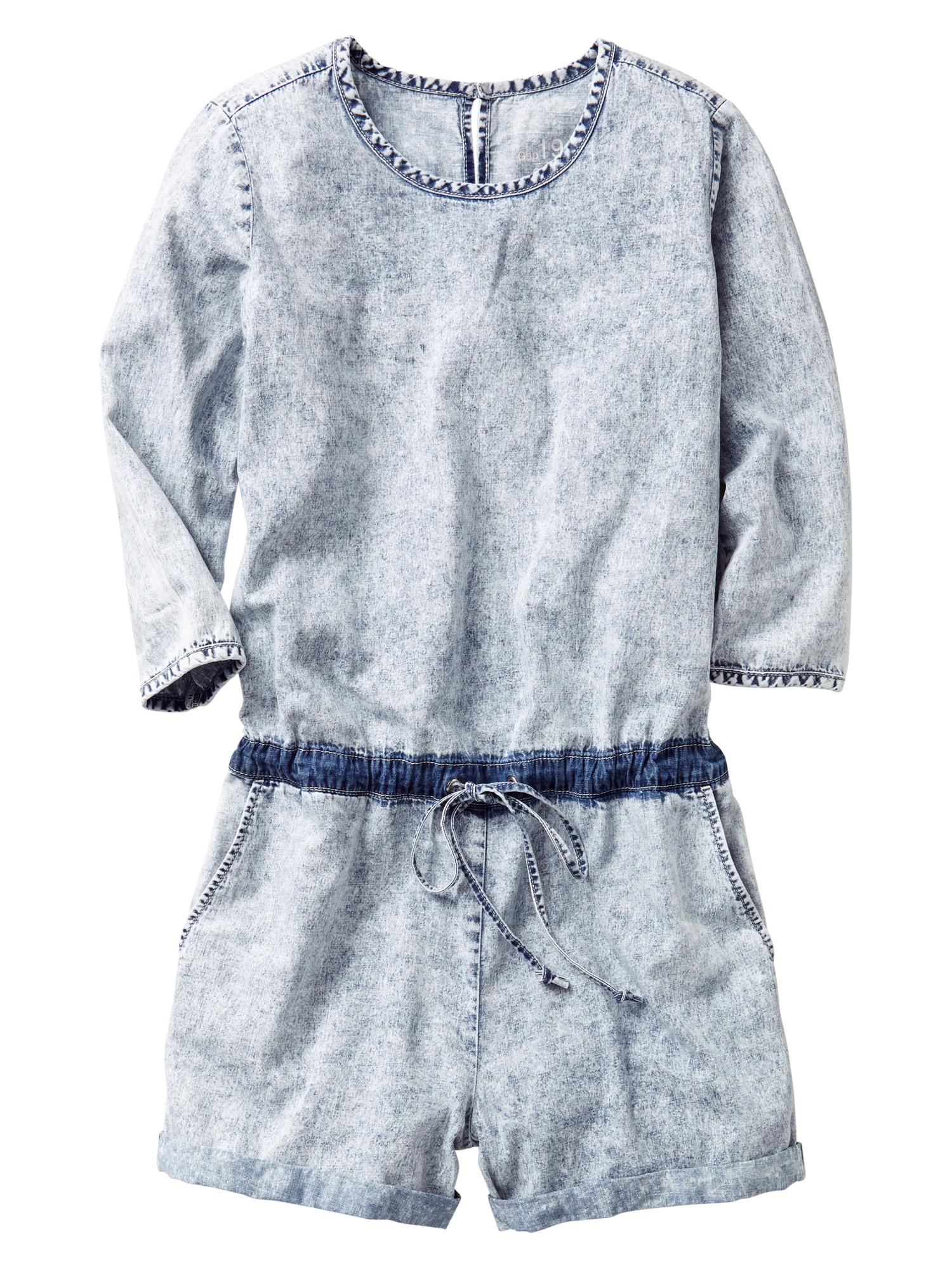 Женские комбинезоны Gap 1969 marble wash denim romper — фото 4