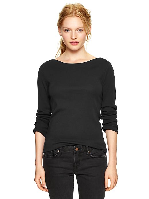 1 of 8 showing, with the color true black of product Supersoft boatneck tee