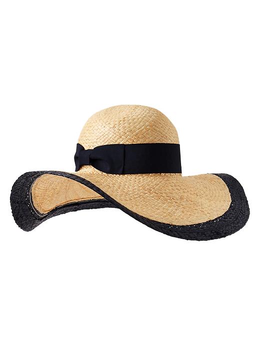 1 of 8 showing, with the color dark night of product Border stripe floppy straw hat