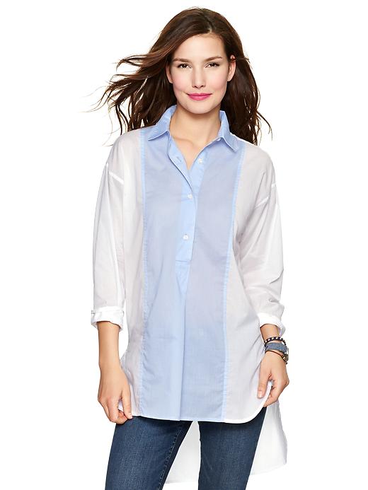 1 of 8 showing, with the color white of product Colorblock shirttail tunic