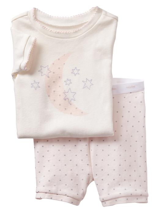 1 of 8 showing, with the color antique white of product Embellished moon short sleep set
