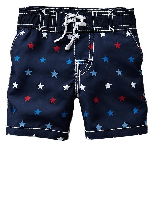 1 of 8 showing, with the color blue galaxy of product Americana star swim trunks