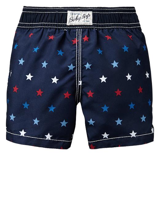 2 of 8 showing, with the color blue galaxy of product Americana star swim trunks