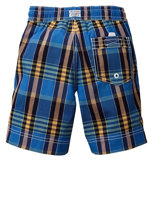 2 of 8 showing, with the color blue plaid1 of product Plaid swim trunks