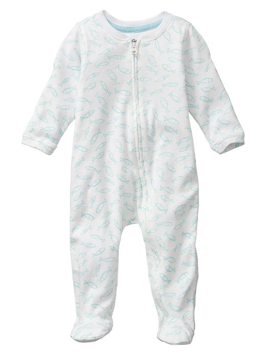 1 of 8 showing, with the color off white of product Fishy footed one-piece