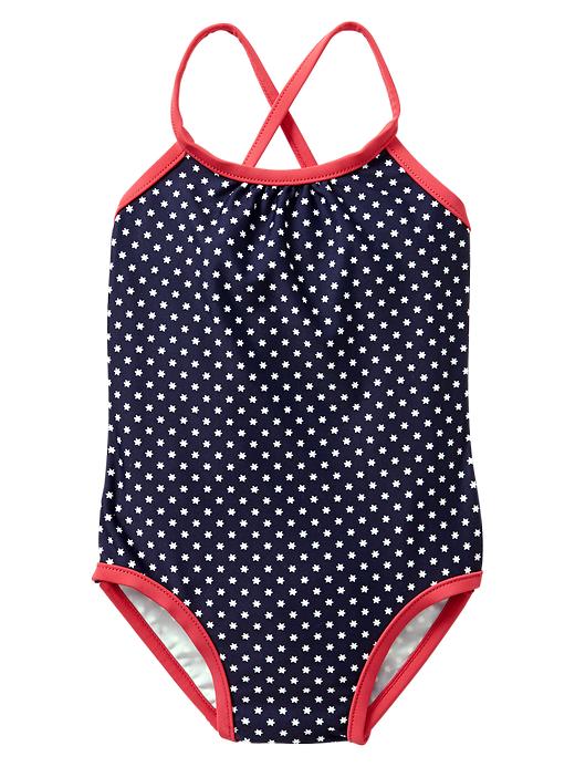 1 of 8 showing, with the color blue galaxy of product Starry contrast-trim one-piece