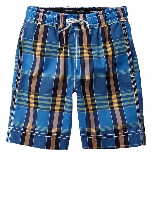 1 of 8 showing, with the color blue plaid1 of product Plaid swim trunks