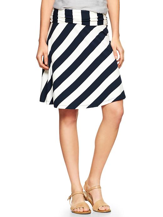1 of 8 showing, with the color navy stripe of product Stripe foldover skirt