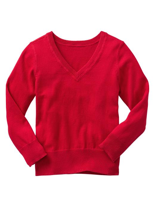 1 of 8 showing, with the color ruby red of product V-neck sweater