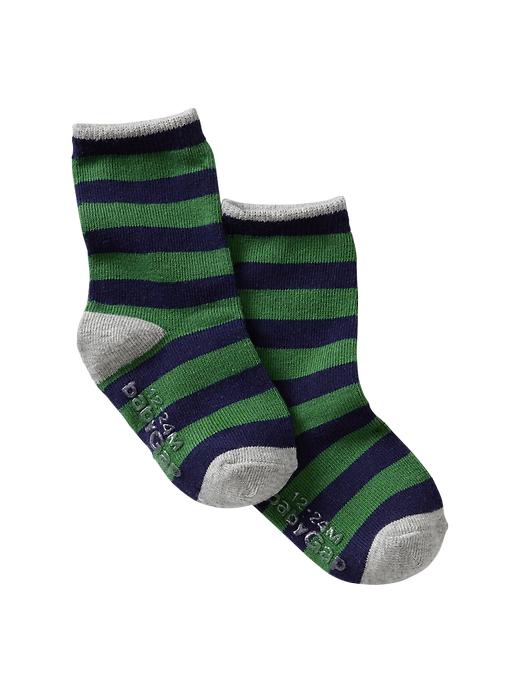 1 of 8 showing, with the color military blue of product Printed crew socks