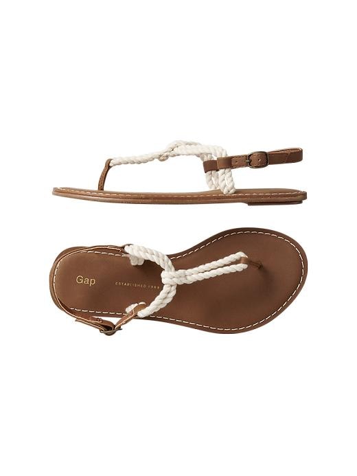 1 of 8 showing, with the color natural of product T-strap rope sandals