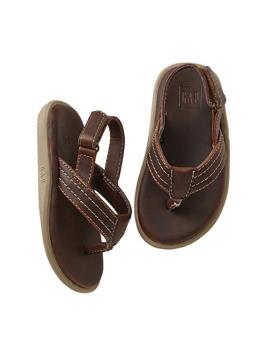 1 of 8 showing, with the color sable brown of product Distressed ankle-strap flip flops