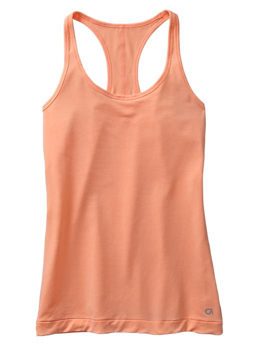2 of 8 showing, with the color energetic peach of product GapFit Breathe Heathered Tank