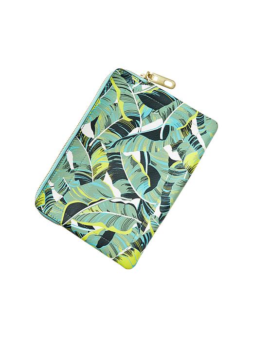 1 of 8 showing, with the color bright seafoam of product Printed leather clutch