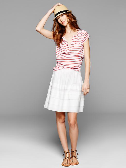 2 of 8 showing, with the color red & white stripe of product Stripe slit-neck top