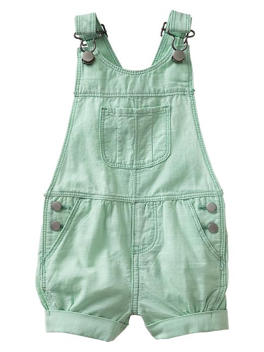 1 of 8 showing, with the color bright seafoam of product Chambray shortalls