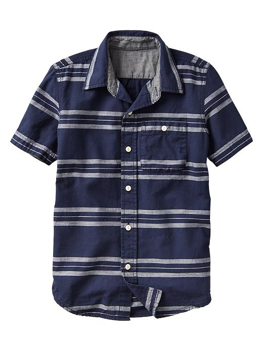 1 of 8 showing, with the color navy stripe of product Stripe chambray slub shirt