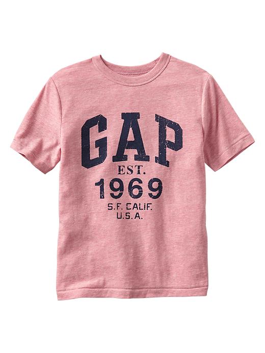 1 of 8 showing, with the color desert flower of product Distressed arch logo tee